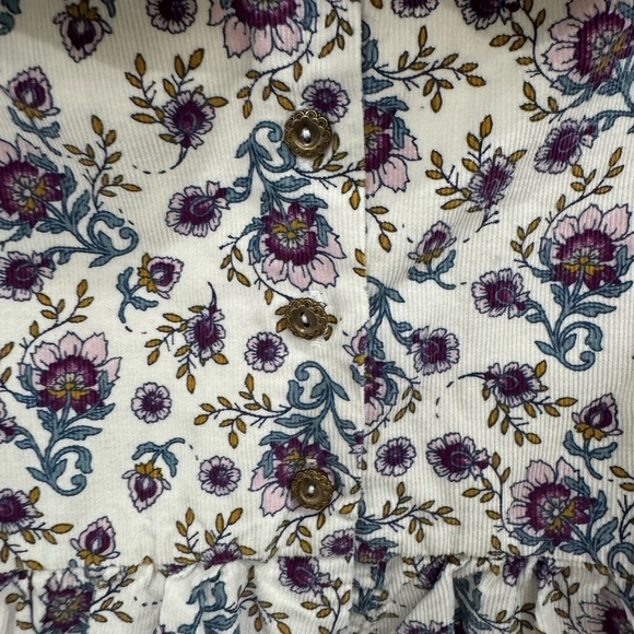 Joie Purple and Blue Floral corduroy, long sleeve Peter Pan collar Top - Picture 7 of 7